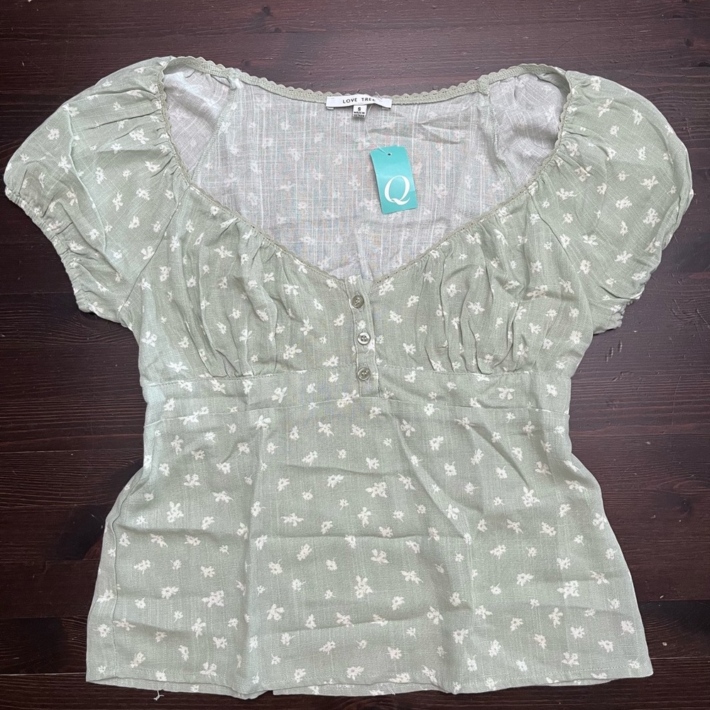 Green Floral Women's Top
